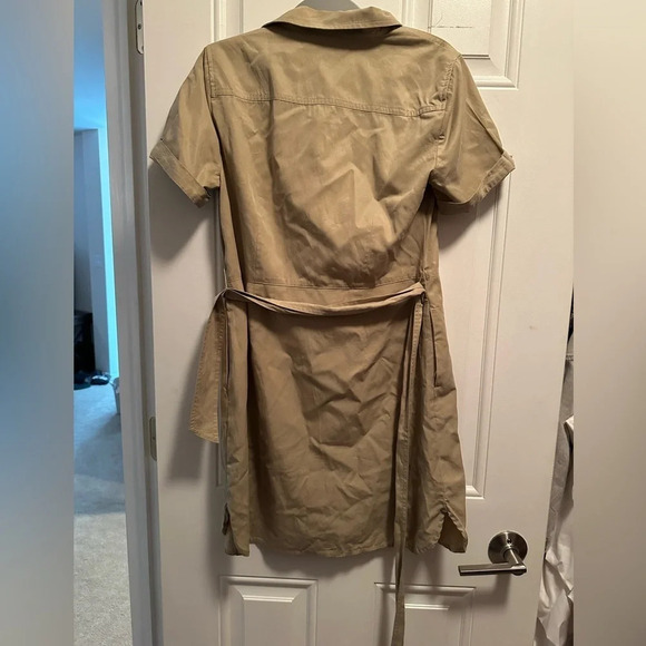 J. Crew Factory Tan/olive Utility Lyocell Cotton Belted Shirt Dress J6321 size 2 - Picture 3 of 4